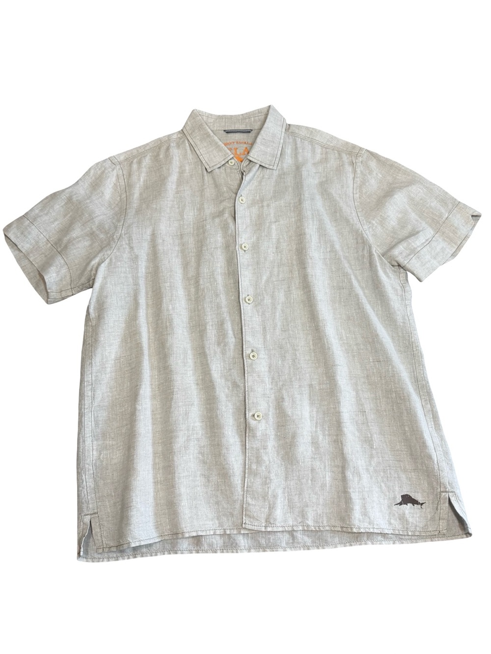 Tommy Bahama Linen Short-Sleeve Button-Down Shirt Light Tan SZ L